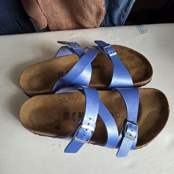 Birkenstock Blue and Silver Strappy Sandals - Picture 3 of 6